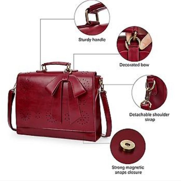 Elegant Red Handbag with Bow Detail - Picture 6 of 8